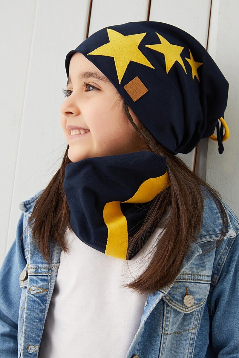 Yellow Navy Blue Fanatic Children Baby Hat Beanie Soft Double Layer Sports Cotton Combed Cotton