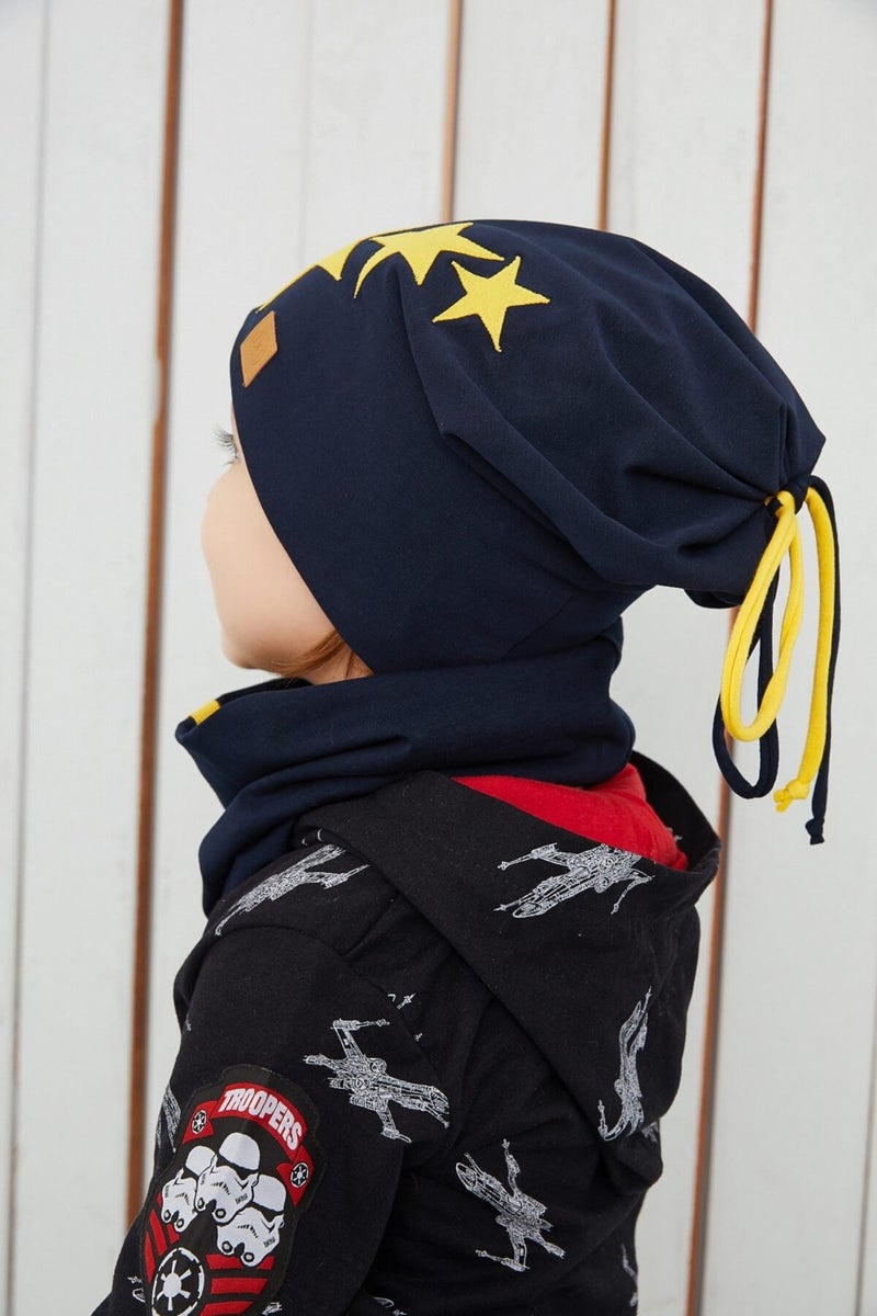 Yellow Navy Blue Fanatic Children Baby Hat Beanie Soft Double Layer Sports Cotton Combed Cotton