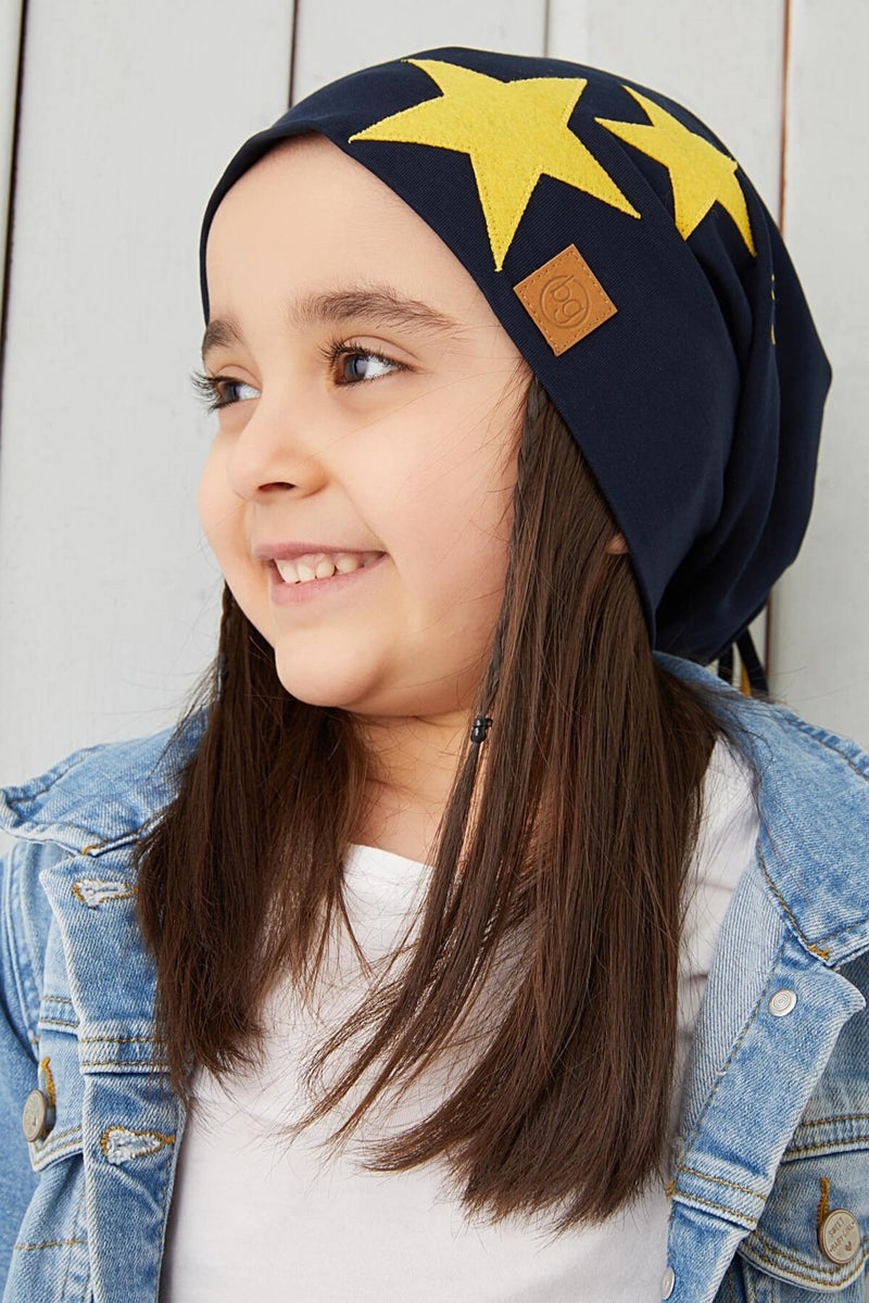 Yellow Navy Blue Fanatic Children Baby Hat Beanie Soft Double Layer Sports Cotton Combed Cotton