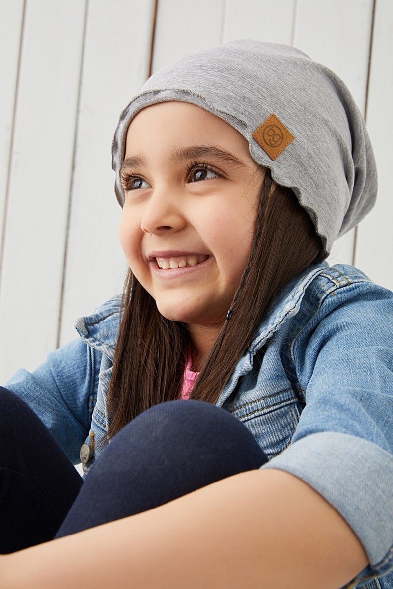 Gray Baby Girl Hat Beanie Soft Cotton Combed Cotton