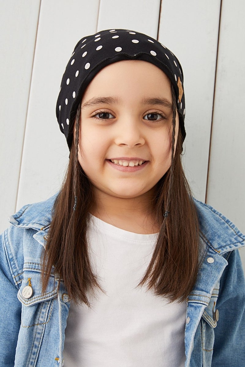 Black White Polka Dot Baby Girl Hat Beanie Soft Cotton Combed Cotton