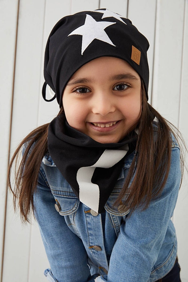 Black White Fanatic Children Baby Hat Beanie Soft Double Layer Sports Cotton Combed Cotton