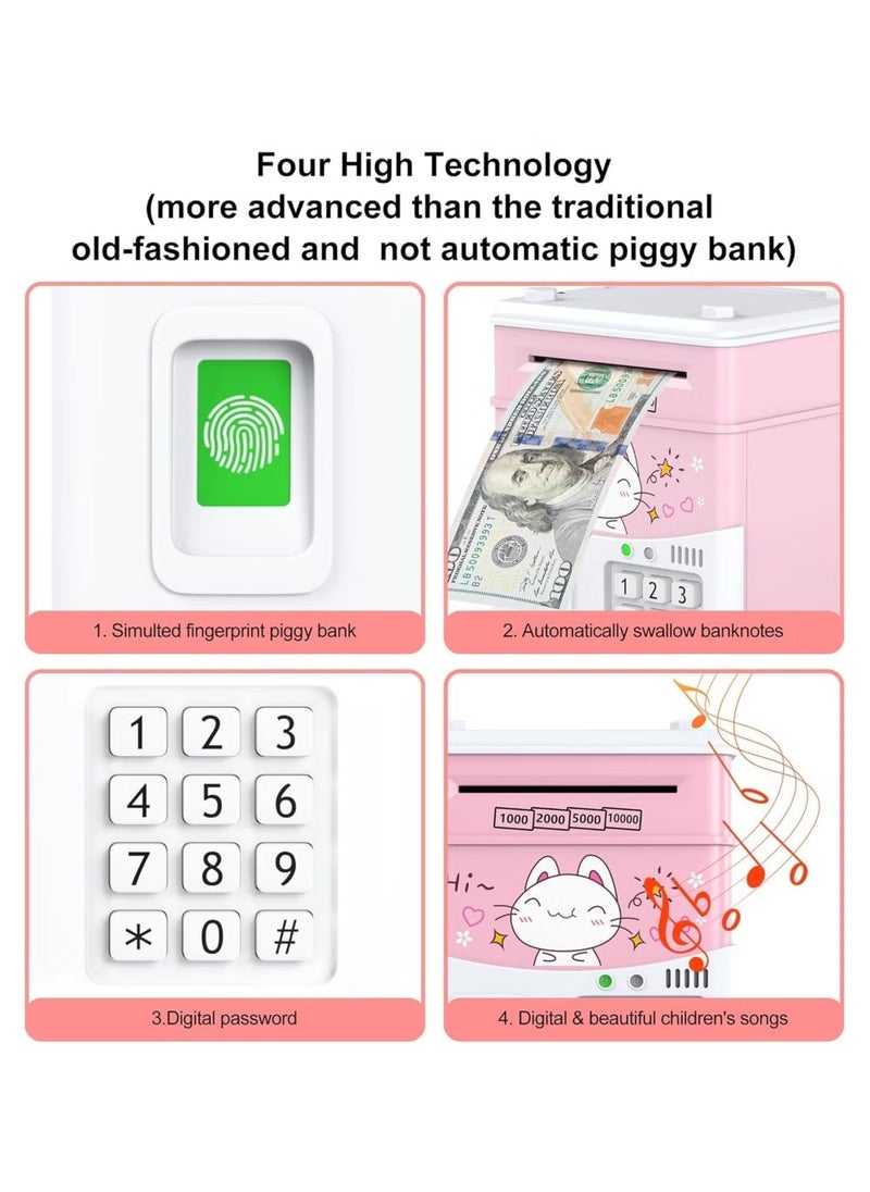 Electronic Piggy Bank With Fingerprint And Pin For Boys And Girls, Mini ATM Saving Box