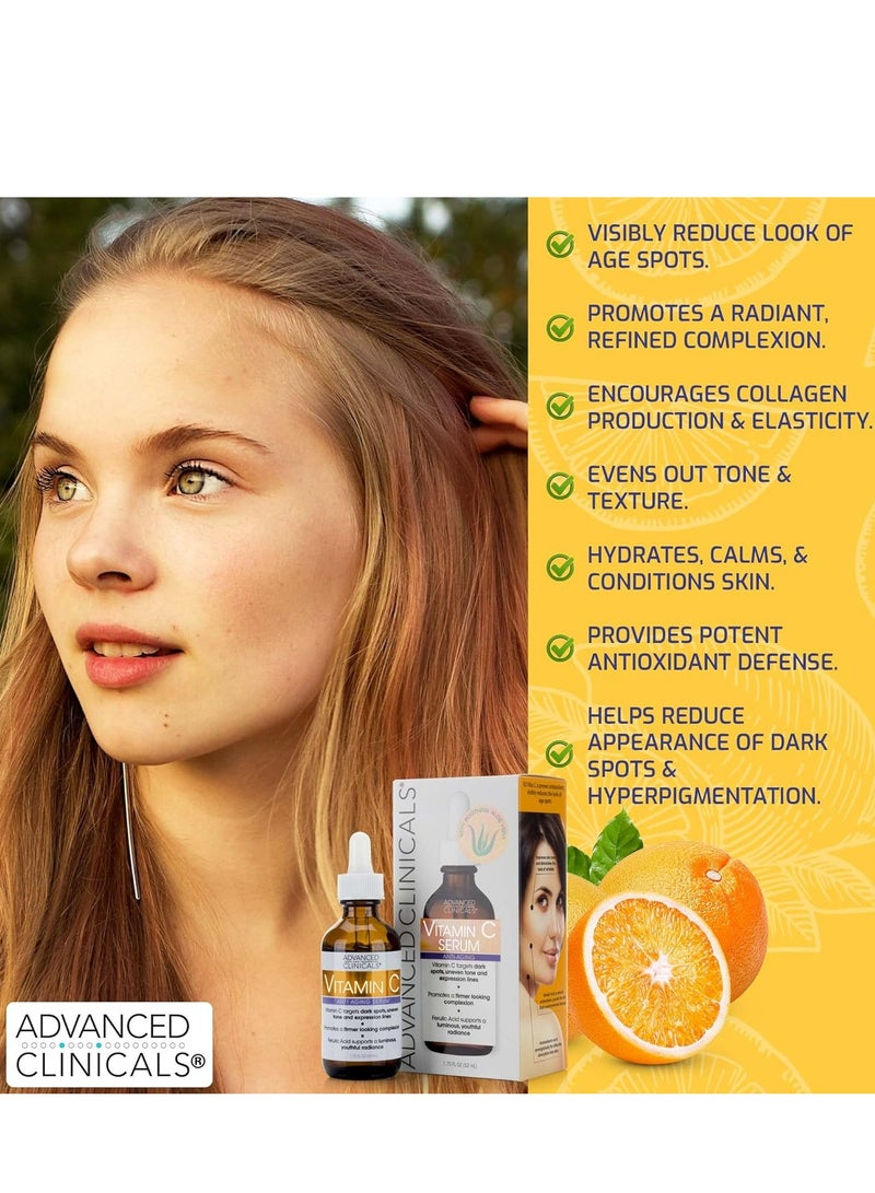 Vitamin C Anti Aging Serum For Dark Spots Uneven Skin Tone Crows Feet And Expression Lines 52 ML