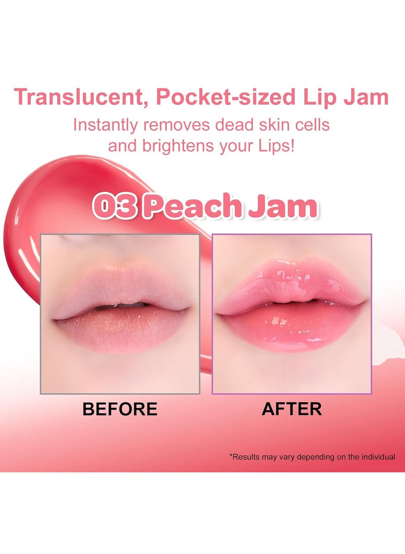 COLORGRAM Tintin Dory Lip Jam 03 Peach Jam | Tinted Lip Jam, Hydrating & Plumping Lip Balm with Lightweight, Non-Sticky Formula | Clear Radiance & Semi-Transparent Color