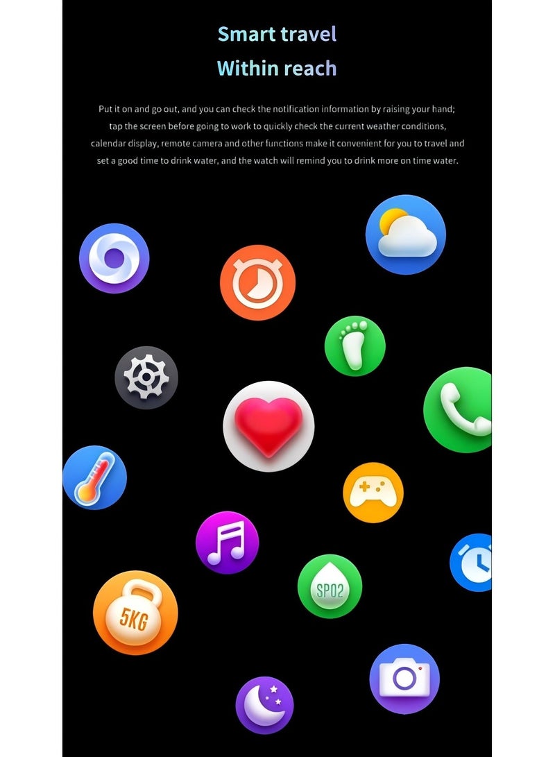 Smartwatch GT4 PRO with Bluetooth calling function (receive/make calls), fitness tracking watch with sleep monitoring function, for iPhone/Android, with 17cm steel strap