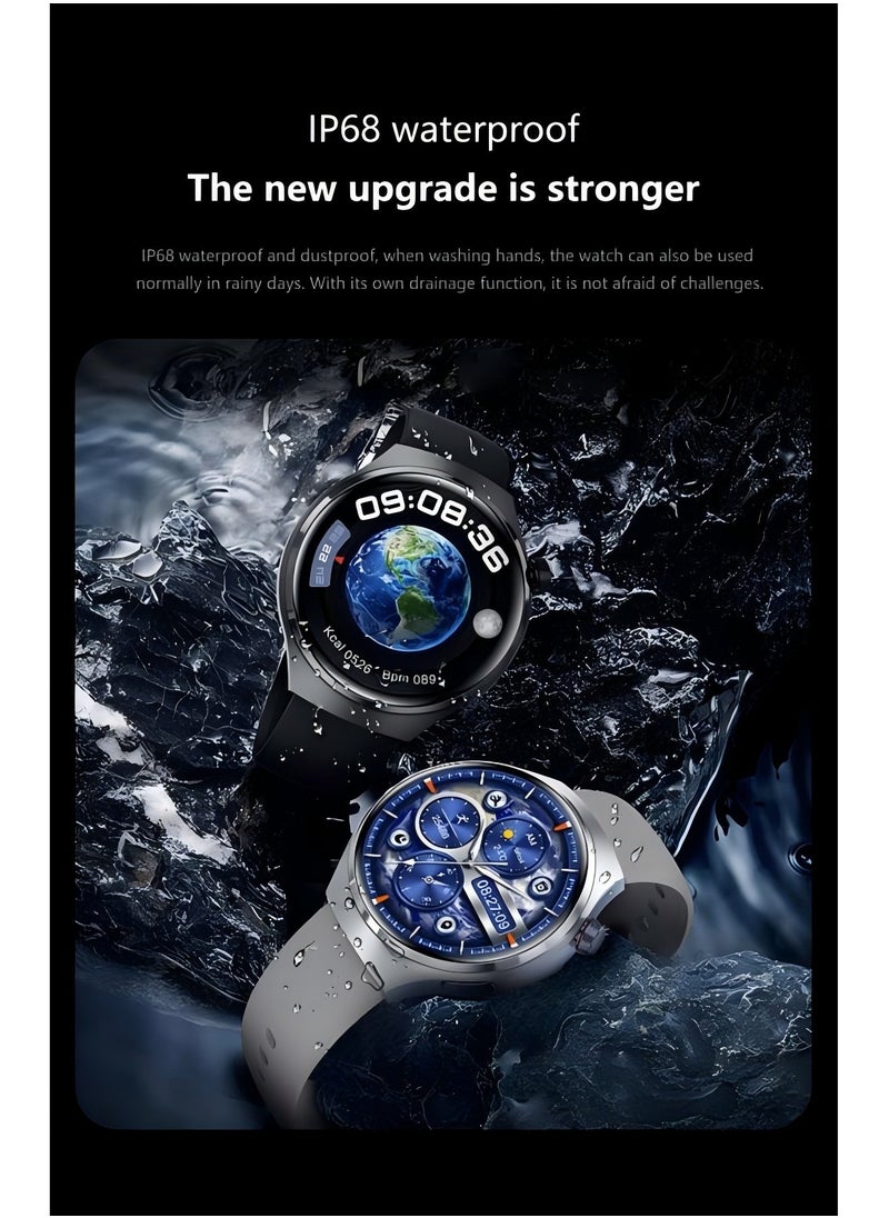 Smartwatch GT4 PRO with Bluetooth calling function (receive/make calls), fitness tracking watch with sleep monitoring function, for iPhone/Android, with 17cm steel strap