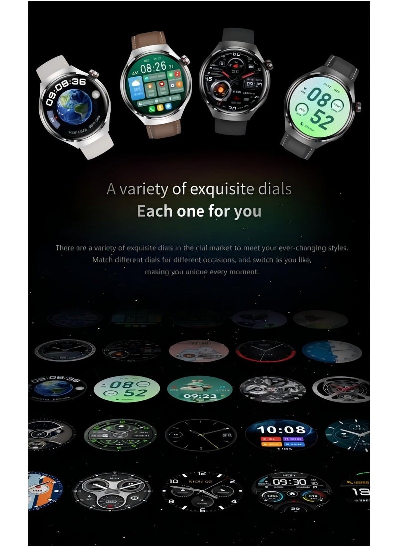 Smartwatch GT4 PRO with Bluetooth calling function (receive/make calls), fitness tracking watch with sleep monitoring function, for iPhone/Android, with 17cm steel strap