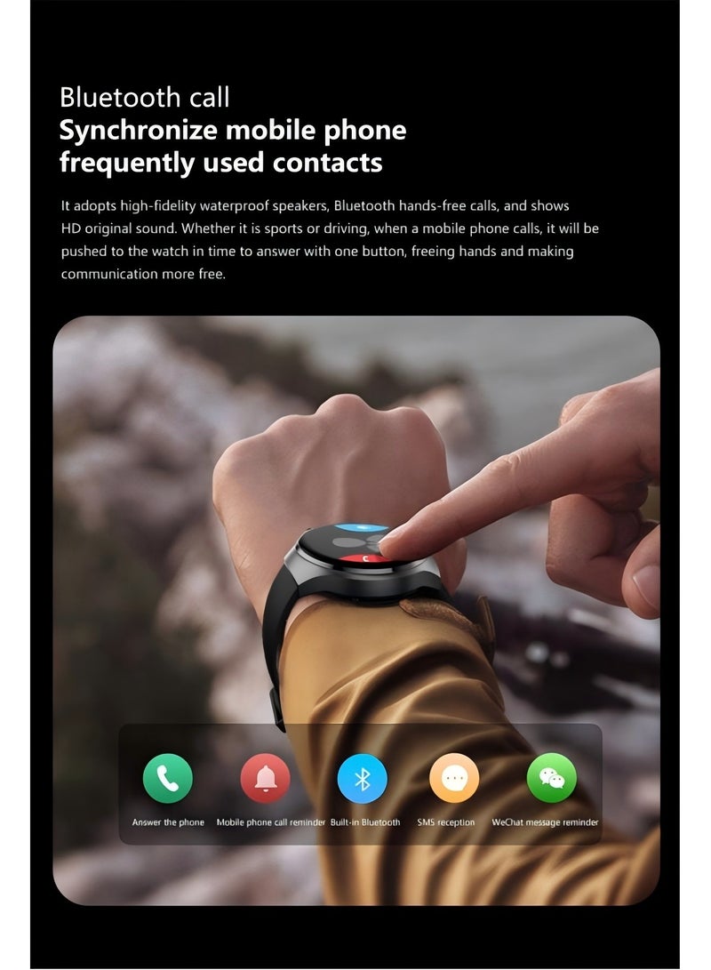 Smartwatch GT4 PRO with Bluetooth calling function (receive/make calls), fitness tracking watch with sleep monitoring function, for iPhone/Android, with 17cm steel strap