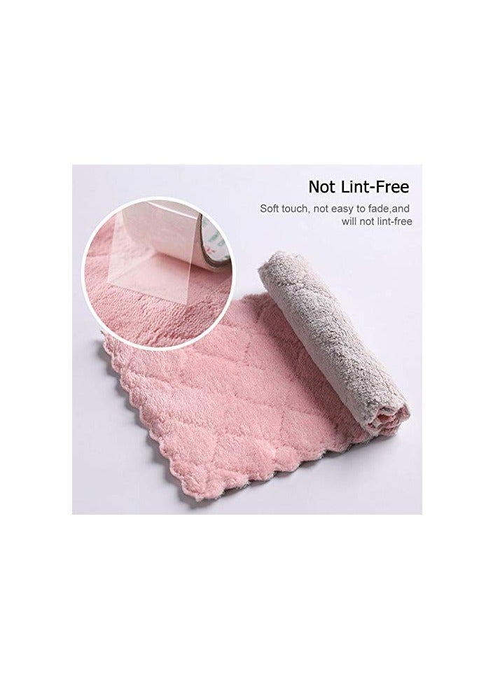 10 Pcs Small Size Kitchen Dish Cleaning Nonstick Oil Coral Velvet Microfiber Wipes Magic Oil Resistant Kitchen Cleaning Cloth -10 pcs - 15cm x 27cm