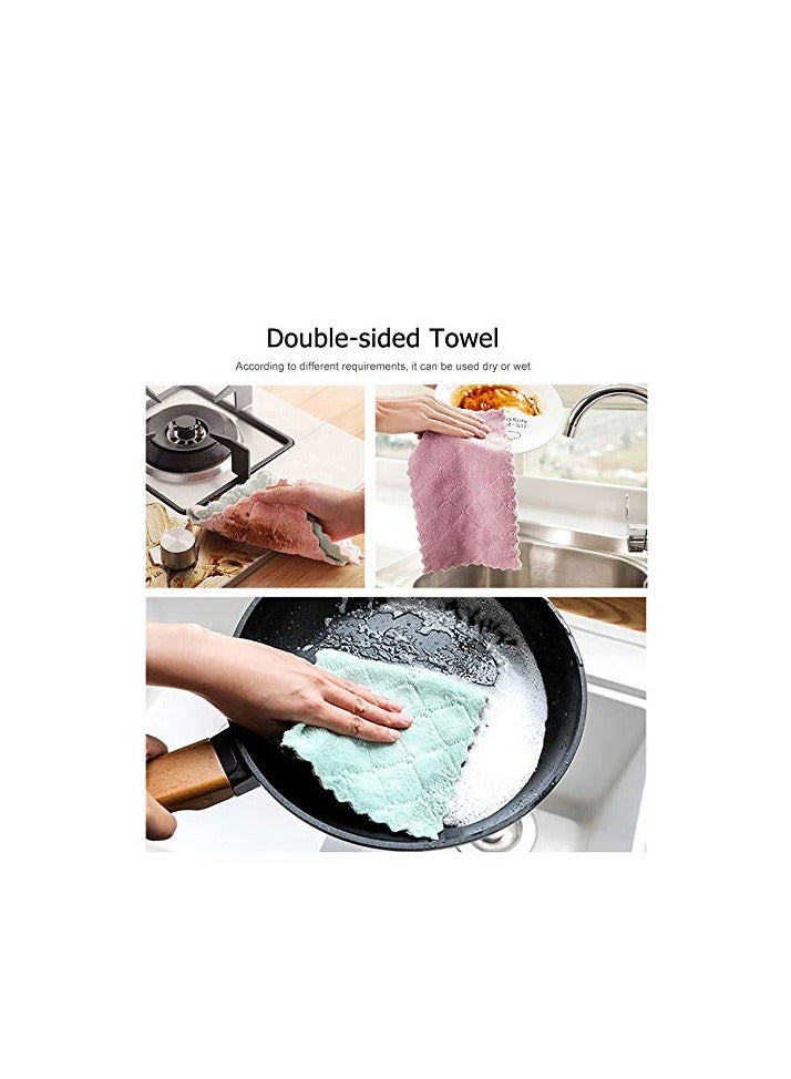 10 Pcs Small Size Kitchen Dish Cleaning Nonstick Oil Coral Velvet Microfiber Wipes Magic Oil Resistant Kitchen Cleaning Cloth -10 pcs - 15cm x 27cm