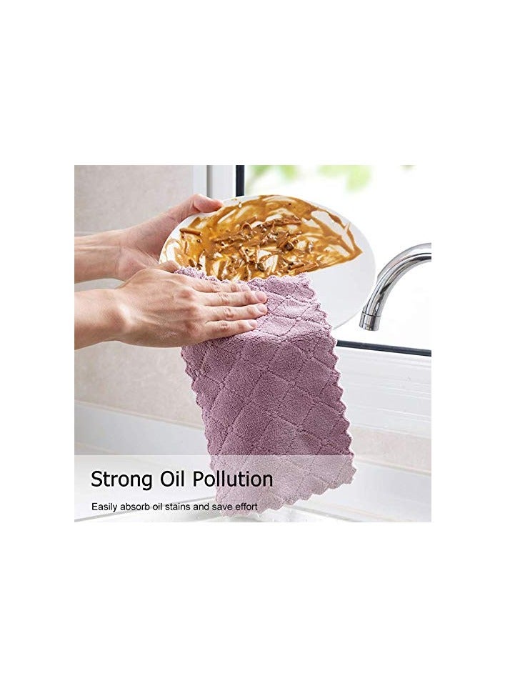 10 Pcs Small Size Kitchen Dish Cleaning Nonstick Oil Coral Velvet Microfiber Wipes Magic Oil Resistant Kitchen Cleaning Cloth -10 pcs - 15cm x 27cm