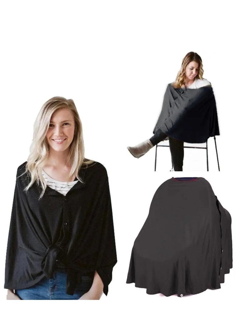 Blooming Blossom - Multi-Use Nursing Cover Poncho - Black