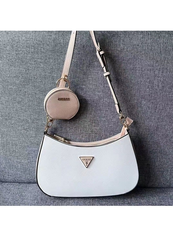 Women's Zipper Shoulder Bag PU Handbag White 29cm * 18cm * 6cm