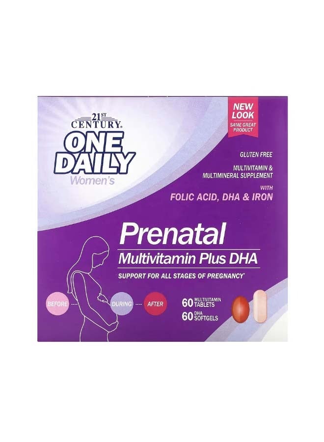 Prenatal Multivitamin Plus DHA 2 Bottles 60 Tablets  60 Softgels