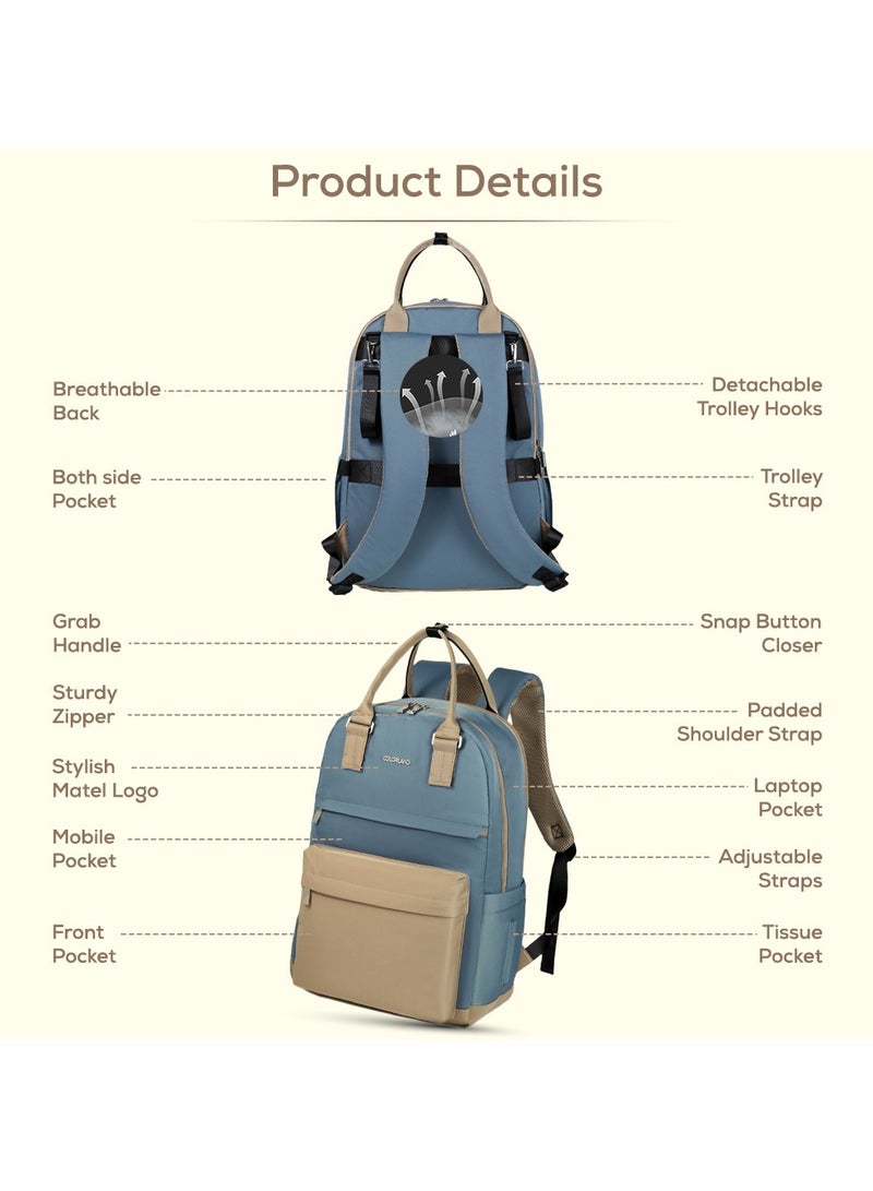 Little Story Kenzie Mom Dad Travel Diaper Backpack - Blue