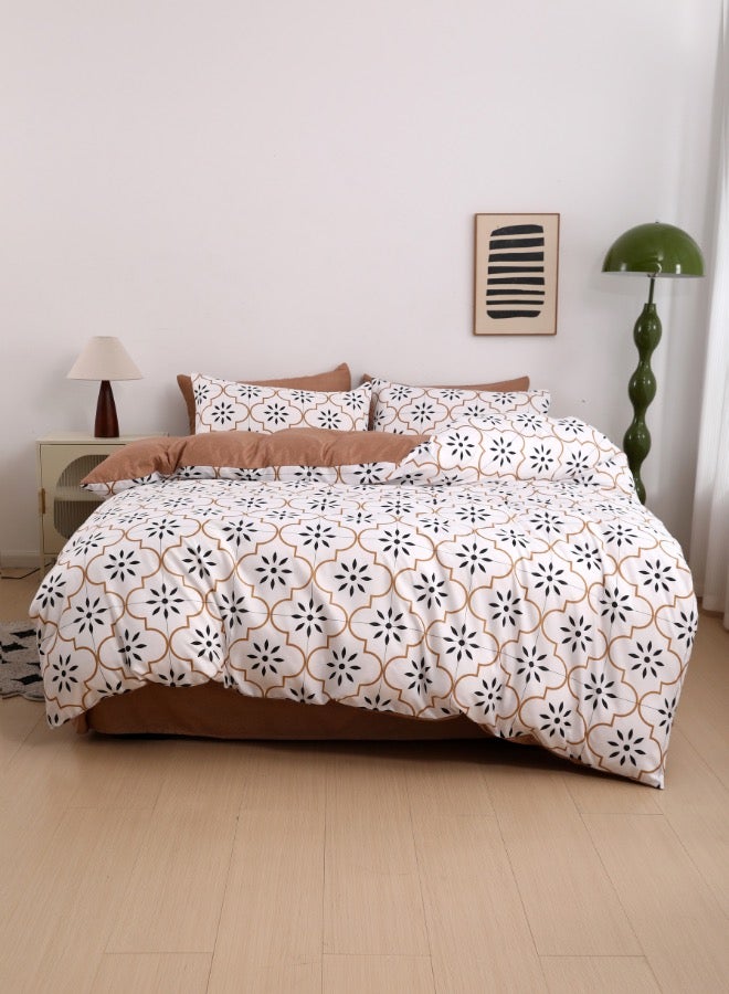 King size 6 piece duvet cover set modern tile print bedding set white.