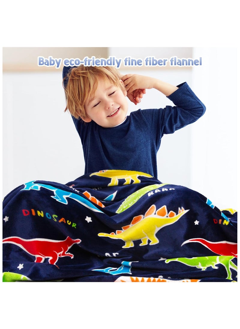 Kids Glow in The Dark Blanket Soft Throw All Seasons for Couch Sofa Bed /Dinosaur Gifts Toys for Kids Boys - Glow in The Dark Blanket Dino Throw Age 1-13 Years Old 150 x 120cm