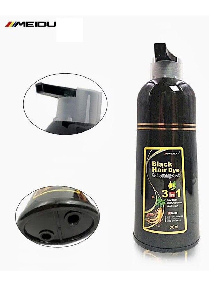 3 In One Permanent Black Hair Dye Shampoo 500ml