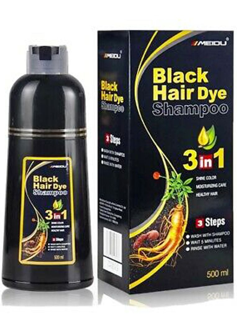 3 In One Permanent Black Hair Dye Shampoo 500ml