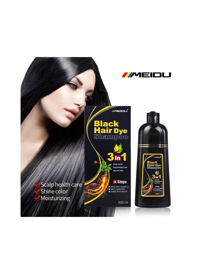 3 In One Permanent Black Hair Dye Shampoo 500ml