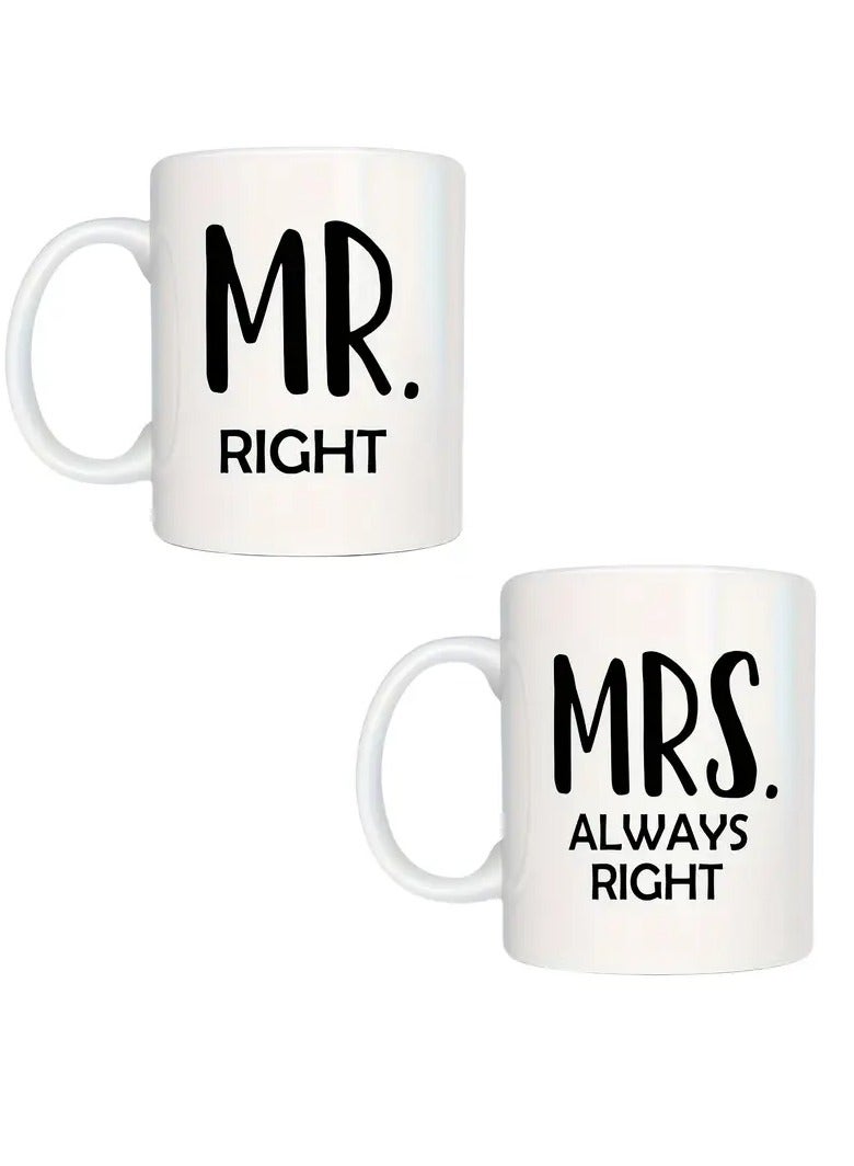 2pcs, Mr Right And Mrs Always Right Coffee Mugs Set, Wedding Gifts For Couple, Newly Wed Gifts For Bride And Groom Bridal Shower, Engagement Gifts For Couples, Newlyweds Gift, Married Couples Anniversary