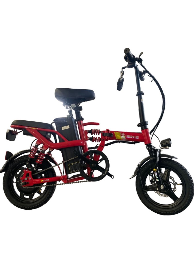 Electric Bike with 500W Motor and Battery 48V 10 Ah Red