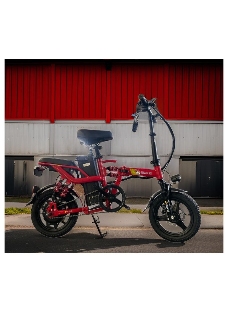 Electric Bike with 500W Motor and Battery 48V 10 Ah Red