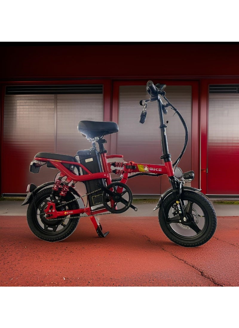 Electric Bike with 500W Motor and Battery 48V 10 Ah Red