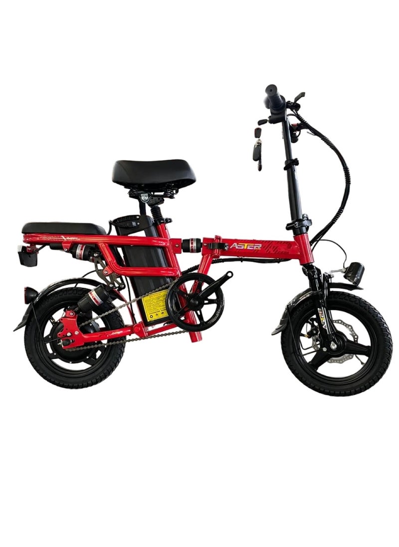 Electric Bike with 500W Motor and Battery 48V 10 Ah Red