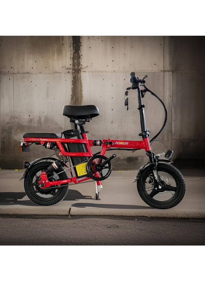 Electric Bike with 500W Motor and Battery 48V 10 Ah Red