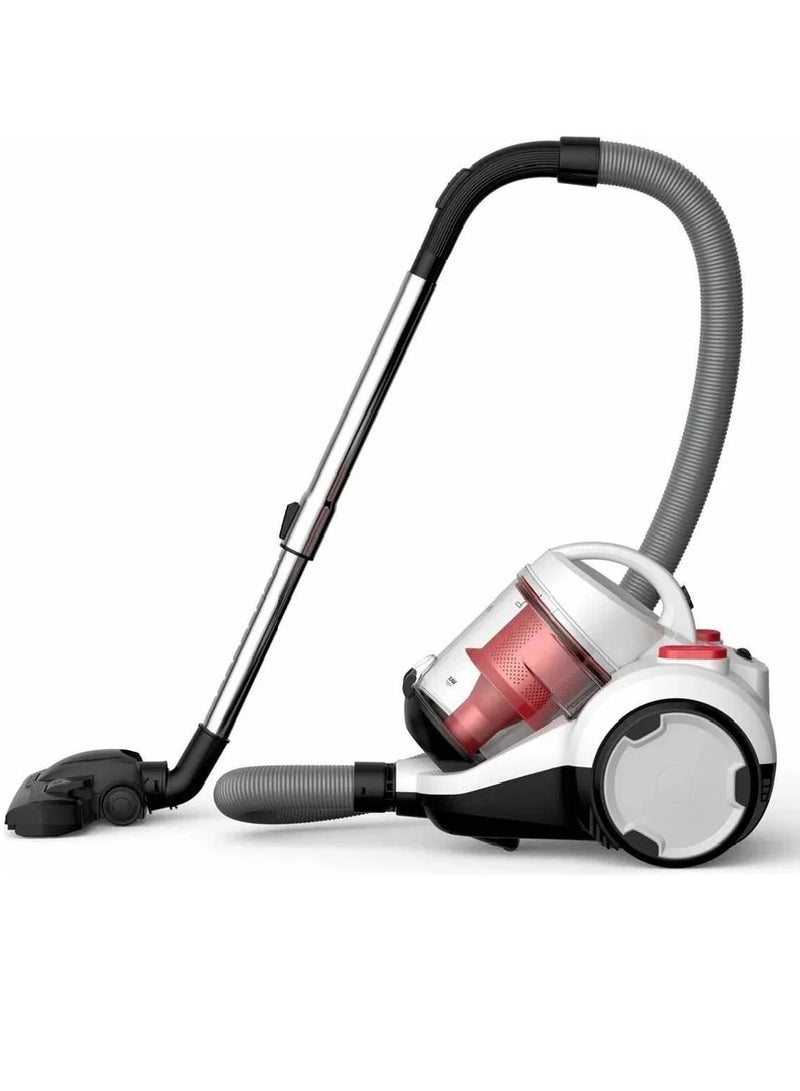 DEM - Horizontal Vacuum Cleaner, 5M Suction Pipe, 1800W Operating Capacity, 21000 Pa Suction Power, HEPA Filter, 2.5 Liters Dust Box, 82 dB Low Noise Operation and Three Brush Head 1800 W TJ310W White