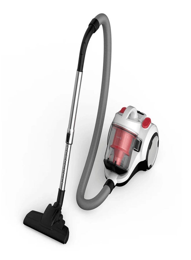 DEM - Horizontal Vacuum Cleaner, 5M Suction Pipe, 1800W Operating Capacity, 21000 Pa Suction Power, HEPA Filter, 2.5 Liters Dust Box, 82 dB Low Noise Operation and Three Brush Head 1800 W TJ310W White