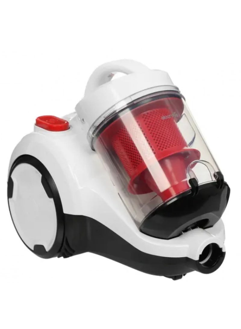 DEM - Horizontal Vacuum Cleaner, 5M Suction Pipe, 1800W Operating Capacity, 21000 Pa Suction Power, HEPA Filter, 2.5 Liters Dust Box, 82 dB Low Noise Operation and Three Brush Head 1800 W TJ310W White