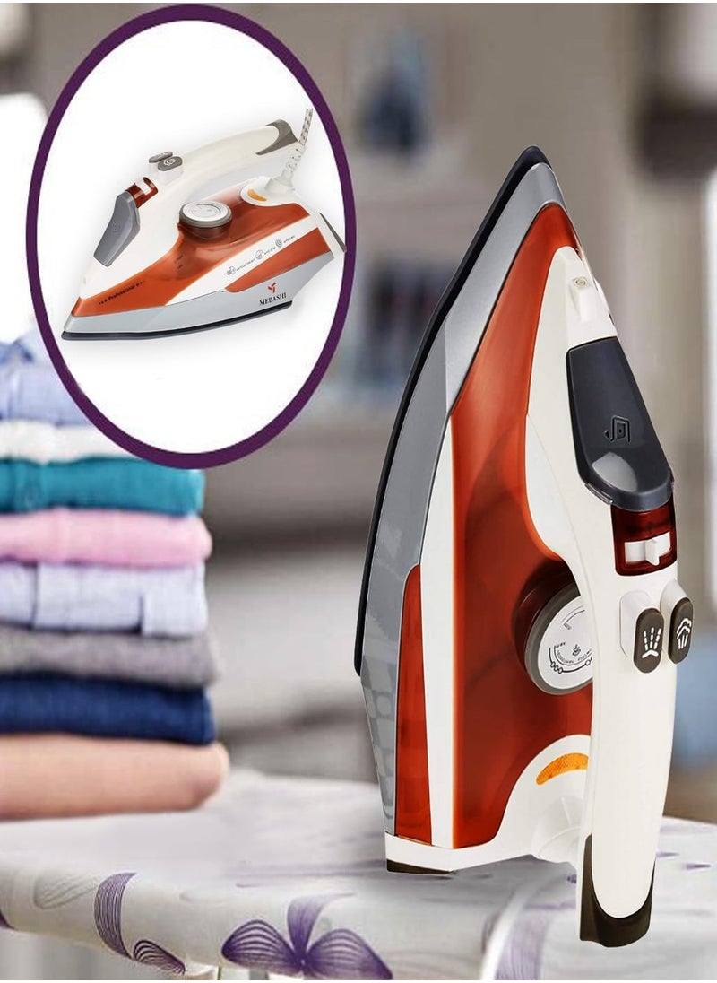 MEBASHI Compact Ceramic Steam Iron - 160ml,(2000W) Orange (ME-SIR5007)