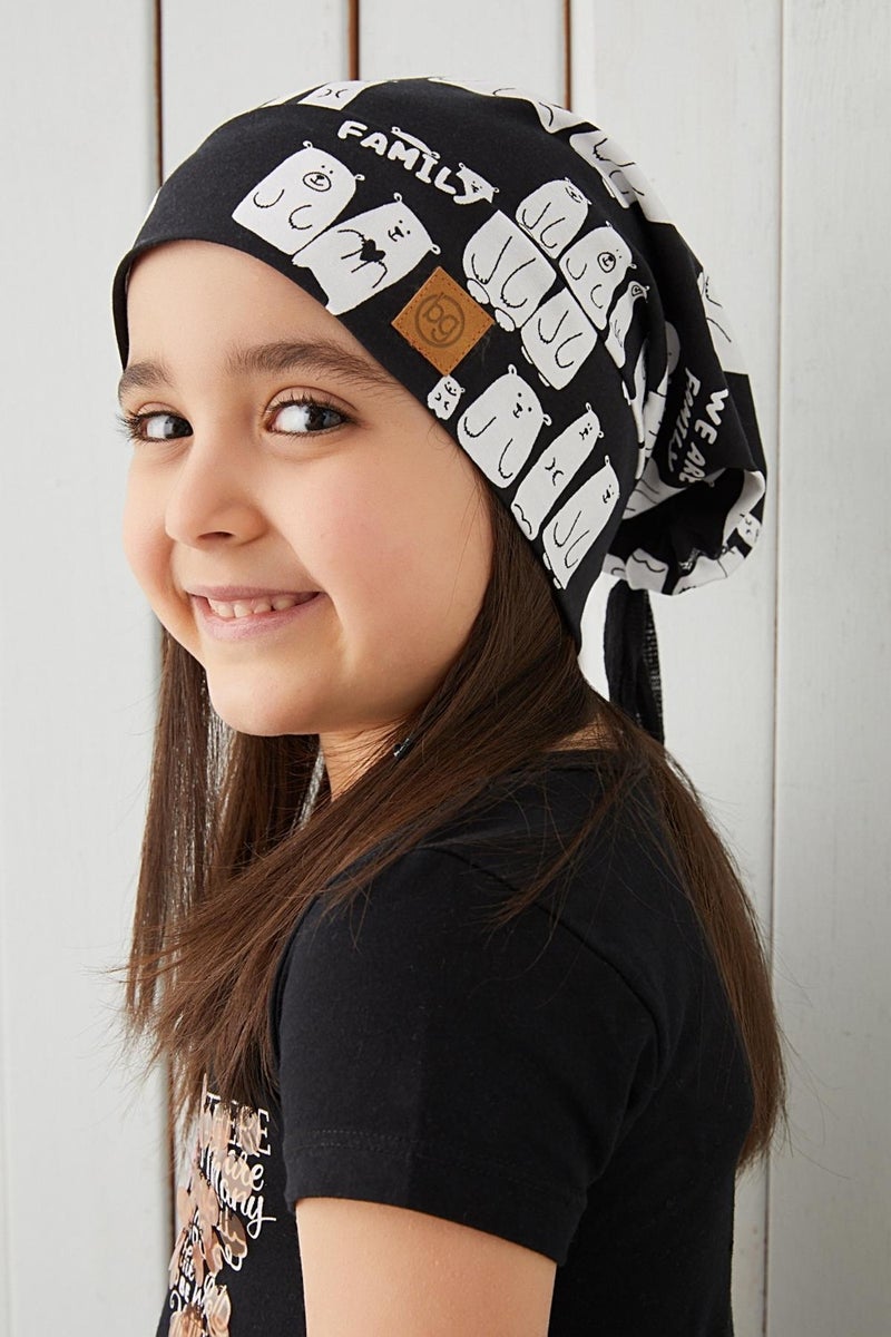 Black and White Girl Child Black and White Yarn 4 Season Hat Beanie Buff Soft Combed Cotton