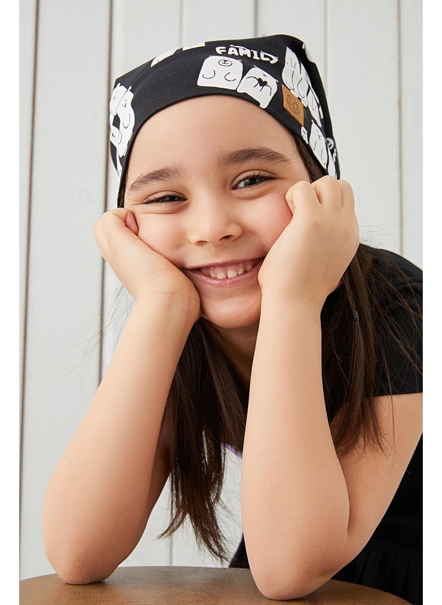 Black and White Girl Child Black and White Yarn 4 Season Hat Beanie Buff Soft Combed Cotton