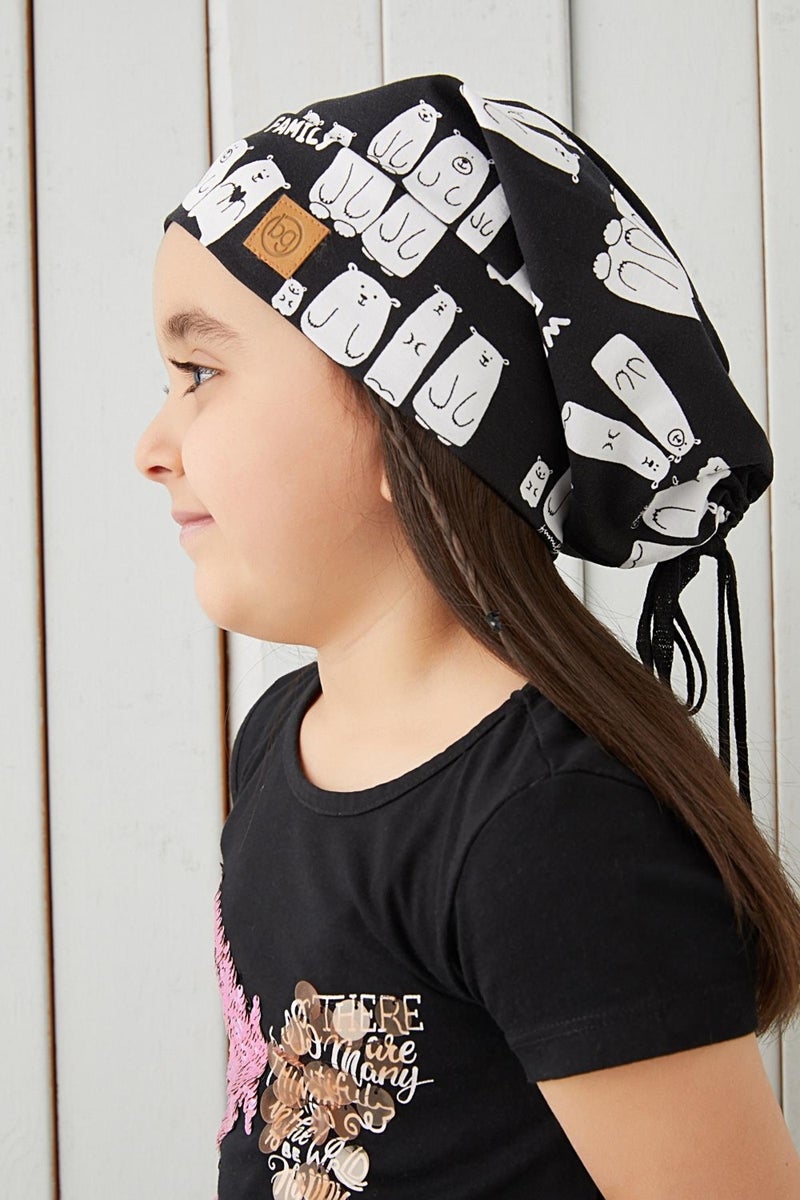 Black and White Girl Child Black and White Yarn 4 Season Hat Beanie Buff Soft Combed Cotton