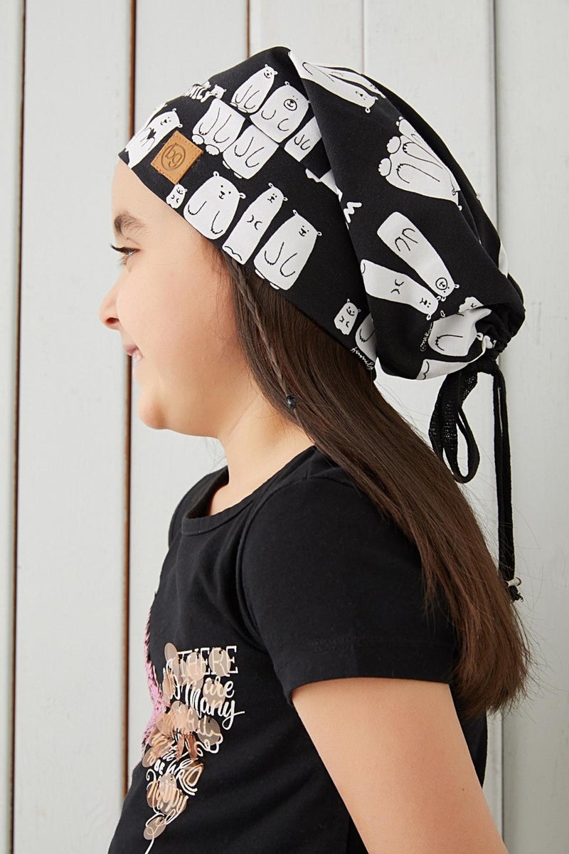 Black and White Girl Child Black and White Yarn 4 Season Hat Beanie Buff Soft Combed Cotton