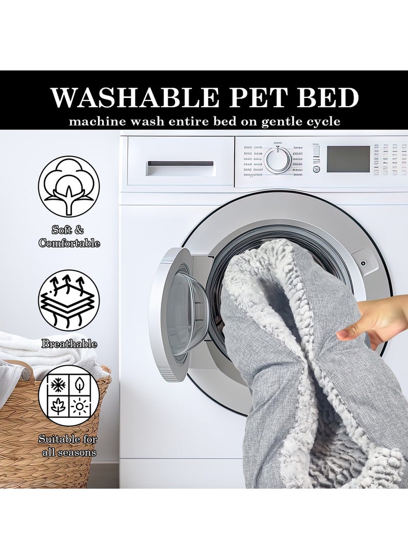 Dog bed with Soft plush material, Comfortable and Warm bed, Pet bed with round shape, Anti-slip button, Washable and Breathable, Cozy donut bed for small to medium dogs 60 cm (Grey)