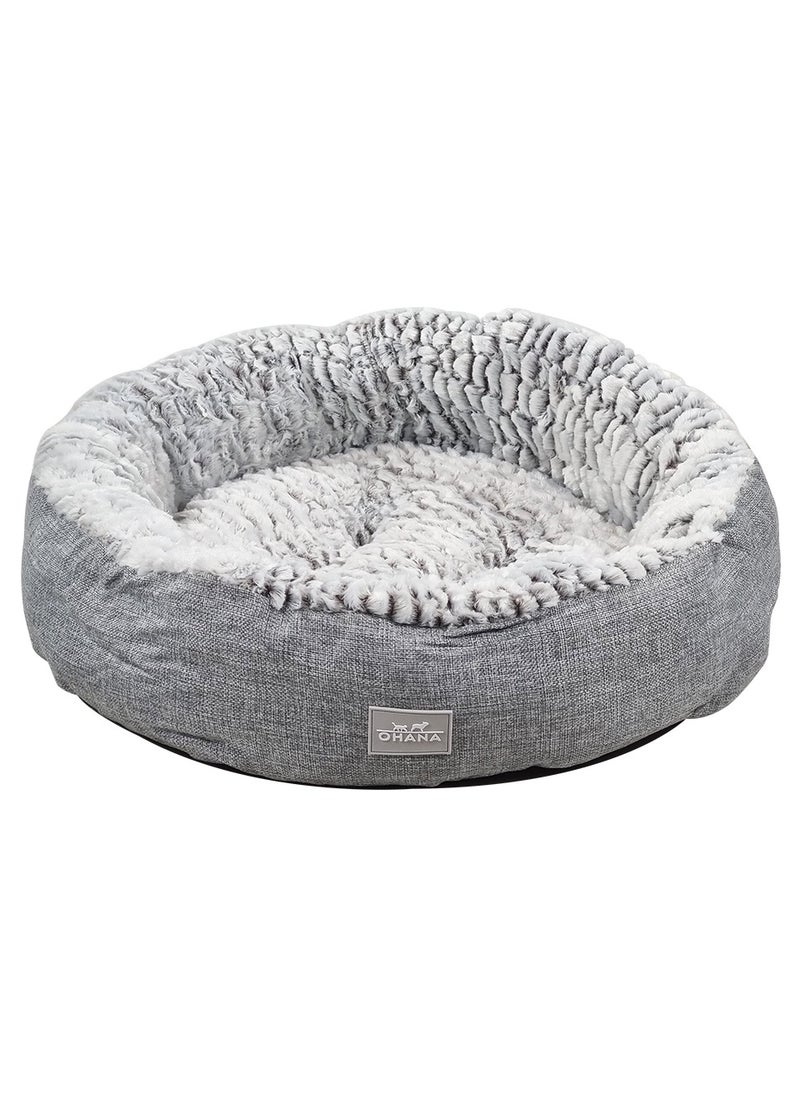 Dog bed with Soft plush material, Comfortable and Warm bed, Pet bed with round shape, Anti-slip button, Washable and Breathable, Cozy donut bed for small to medium dogs 60 cm (Grey)