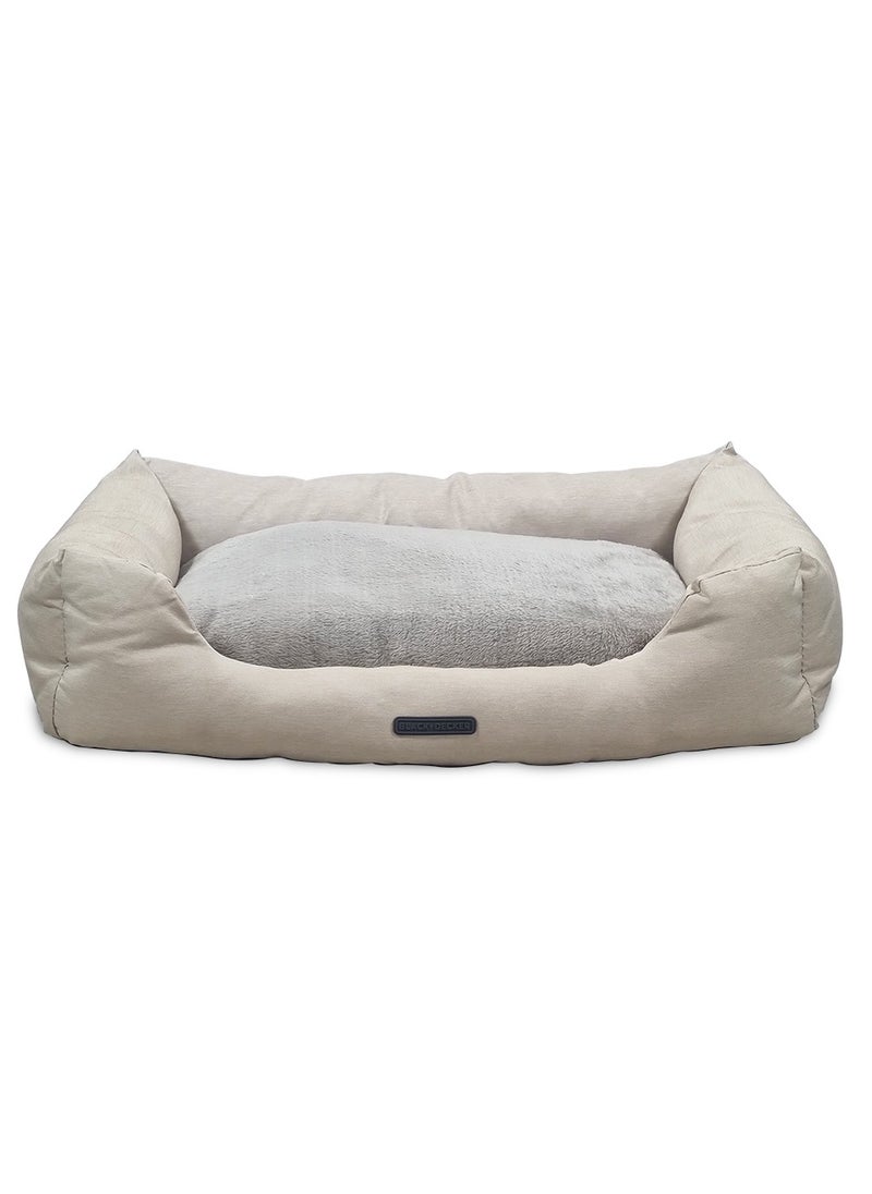 Dog bed with Anti-slip button, Reversible pillow, Water resistant, and Plush material dog bed, Washable pet sofa, Idea for Small to Medium breeds, 75 cm (Beige)