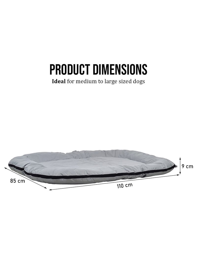 Dog bed for medium to large-sized dogs, Waterproof pet bed mat with Removable cover and Anti-slip bottom, Indoor pet sleeping mattress, Anti-stress dog mattress 115 cm (Grey)