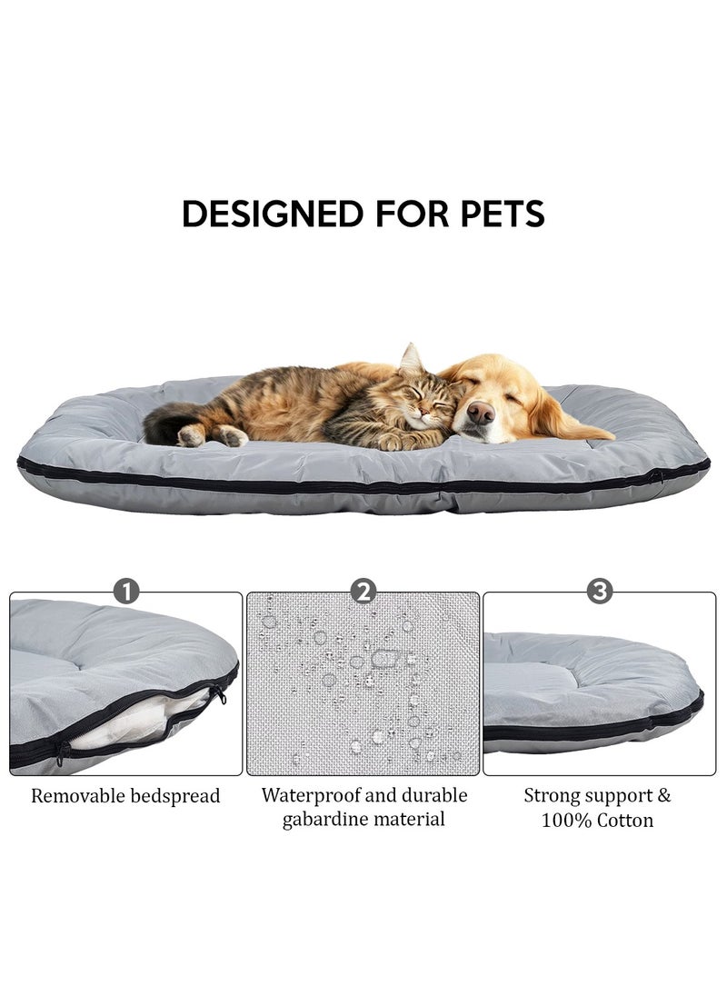 Dog bed for medium to large-sized dogs, Waterproof pet bed mat with Removable cover and Anti-slip bottom, Indoor pet sleeping mattress, Anti-stress dog mattress 115 cm (Grey)