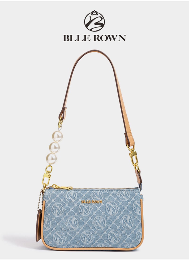 Minimalist Fashionable Handbag With Pearl Decoration For Women,Lightweight Casual Shoulder Bag