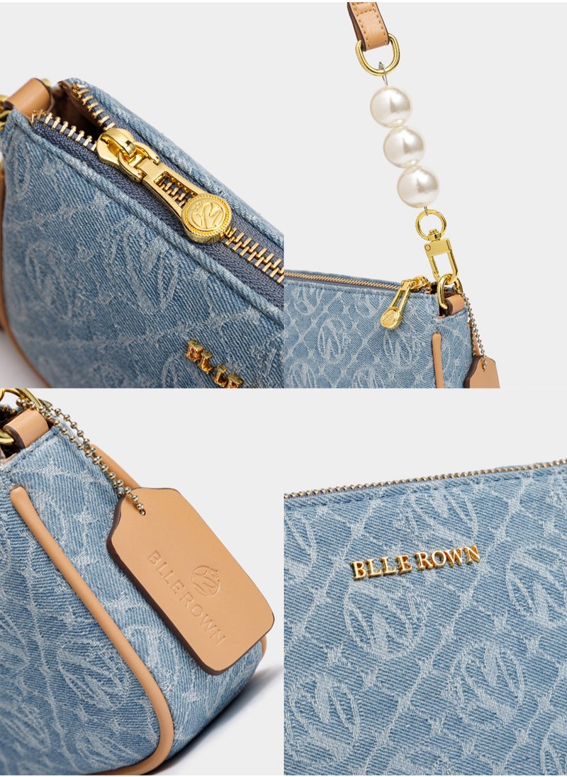 Minimalist Fashionable Handbag With Pearl Decoration For Women,Lightweight Casual Shoulder Bag