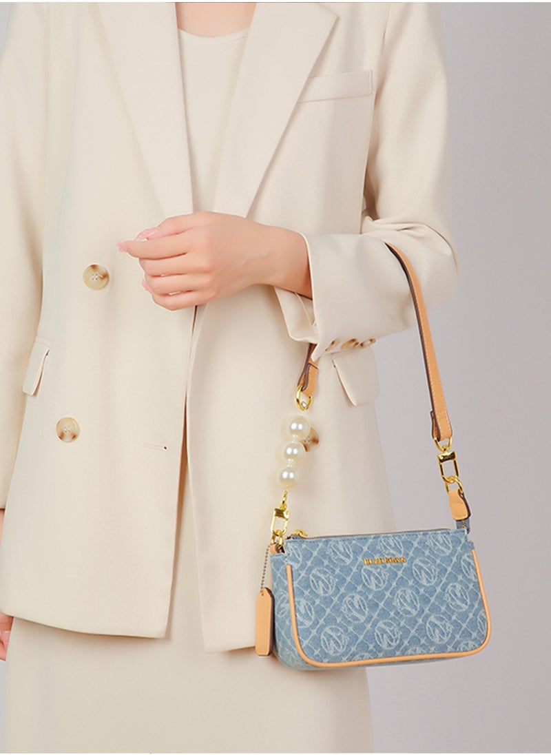 Minimalist Fashionable Handbag With Pearl Decoration For Women,Lightweight Casual Shoulder Bag