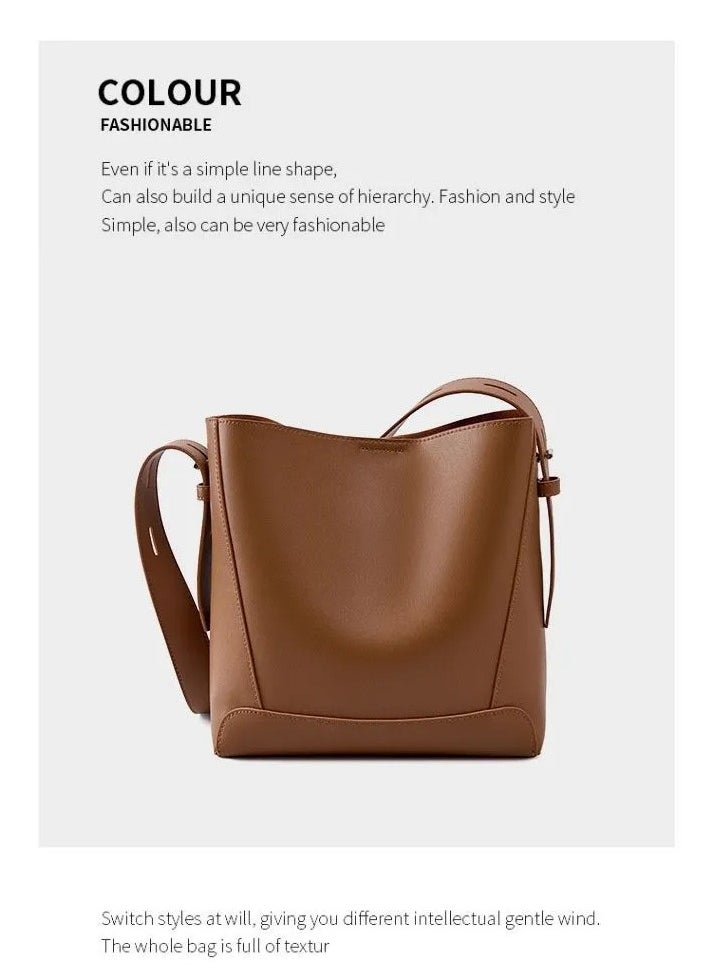 Women's New Style High-End Large-Capacity Bucket Bag Soft Leather Versatile Shoulder And Crossbody Bag