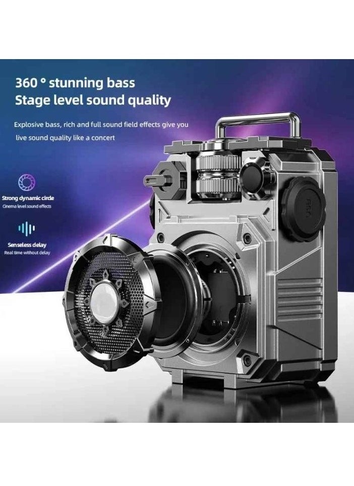 Portable Subwoofer, Compact And Lightweight Bluetooth Speaker, Mini Creative Super Bass Music Player, Easy To Carry Durable Sound Box For Indoor And Outdoor, (1pc, Silver)