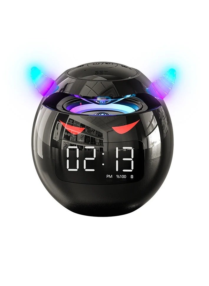 Bluetooth Speaker, Audio Speaker With Digital Alarm Clock, Compact And Portable Wireless Music Player, Dual Use Charging Speaker Audio And Alarm Clock With LED Lights, (1pc, Black)